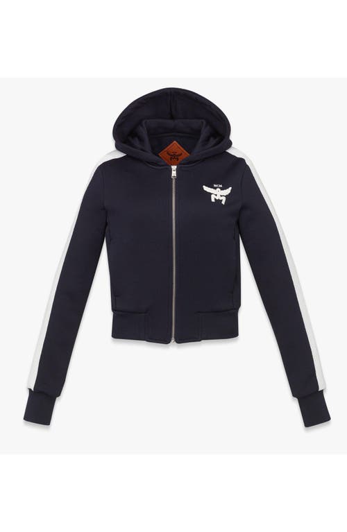 Mcm Essential Logo Terry Zip Hoodie In Navy