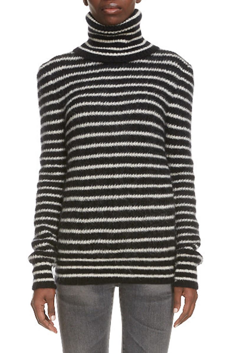 Saint Laurent Stripe Turtleneck Sweater, Main, color, 