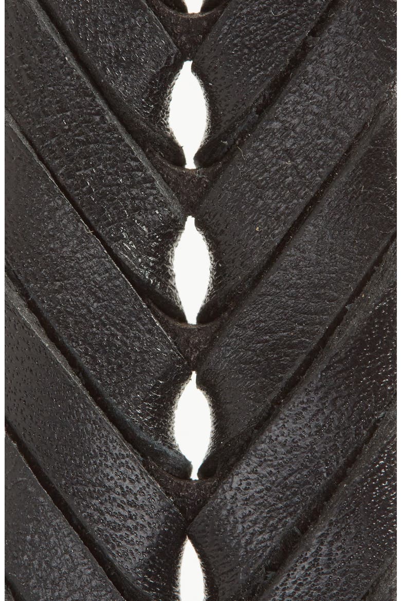Woven Leather Belt, Alternate, color, BLACK/ ANTIQUE NICKEL