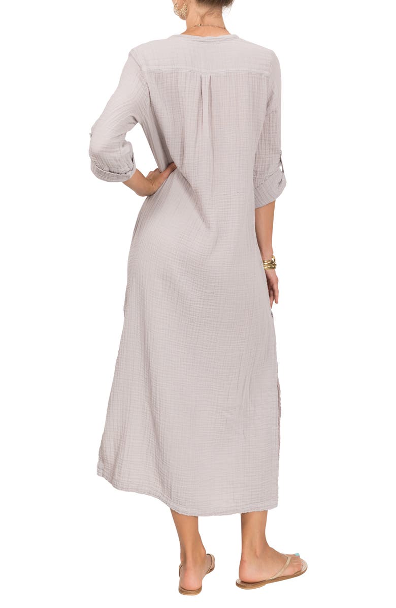 Everyday Ritual Button Front Cotton Gauze Caftan, Alternate, color, 