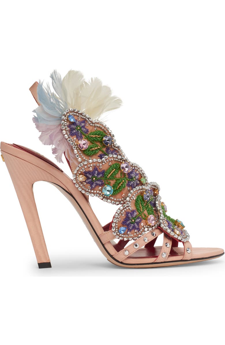 Valentino Garavani Crystal Leaves Sandal, Alternate, color, Aau Nude Couture/Skin Sorbet