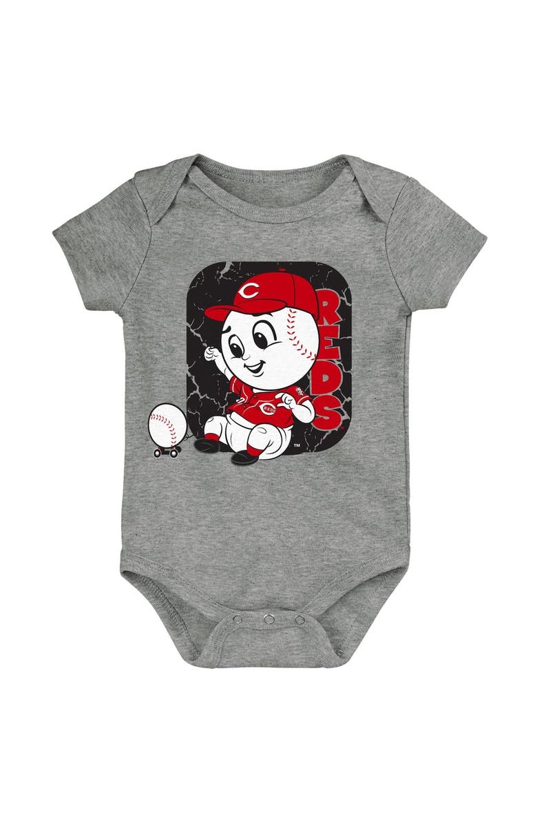 Outerstuff Infant Red/White/Heathered Gray Cincinnati Reds 3-Pack Change Up Bodysuit Set, Alternate, color, Red