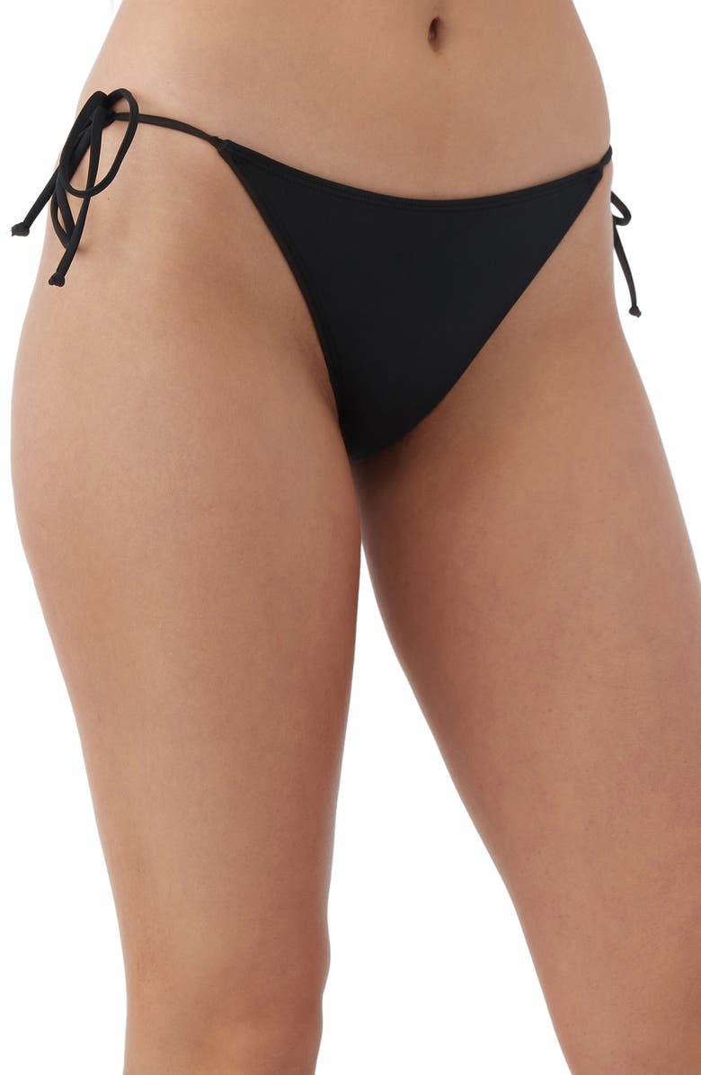 O'Neill Saltwater Solids Maracas Side Tie Bikini Bottoms, Alternate, color, Black