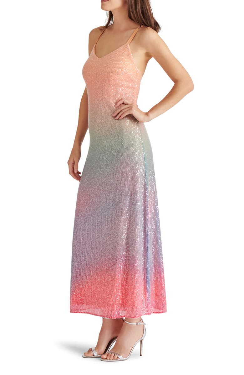 Steve Madden Catania Sequin Rainbow Ombré Maxi Slipdress, Alternate, color, 