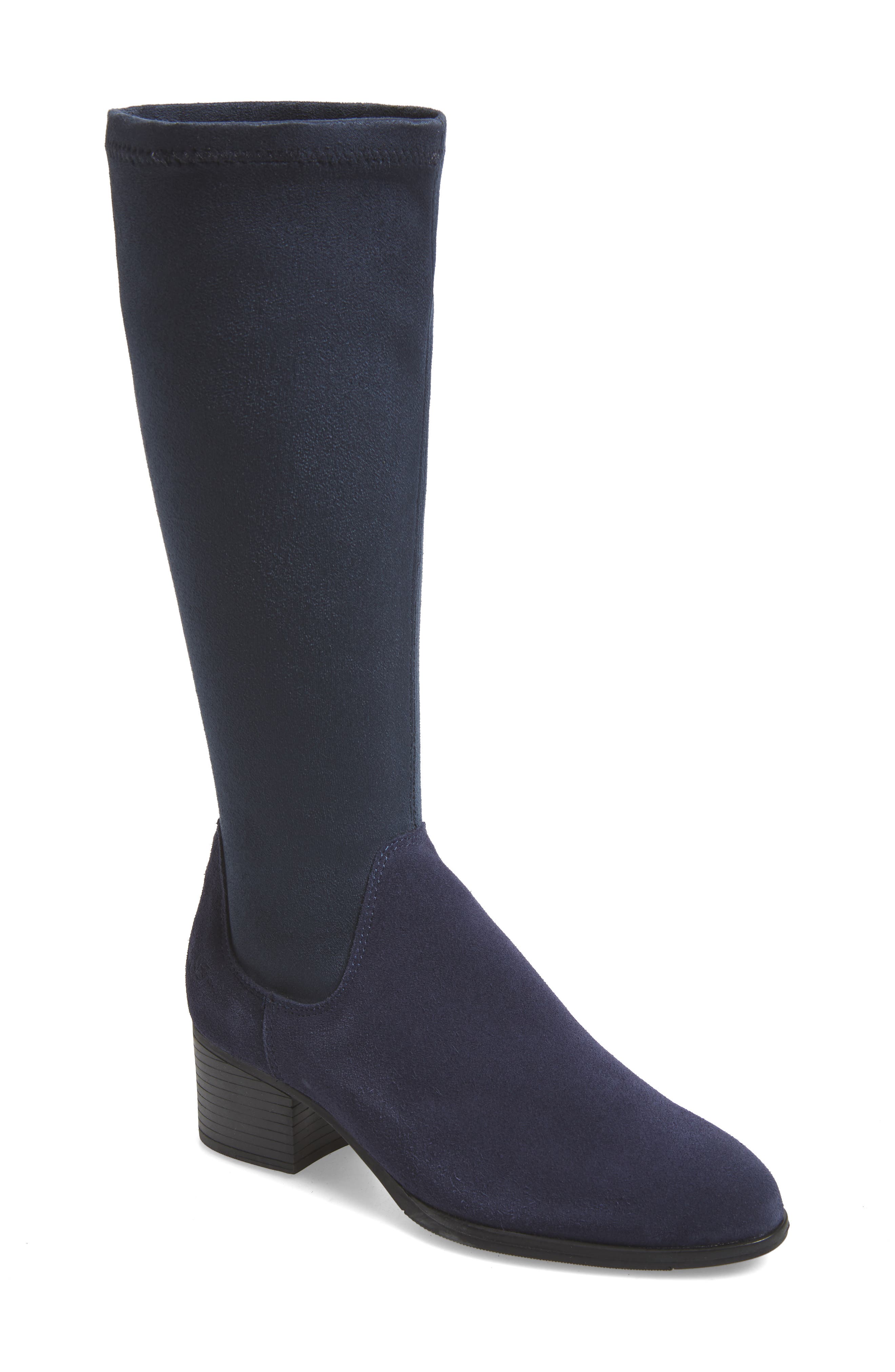Rally Waterproof Knee-High Boot, Main, color, DEEP BLUE SUEDE