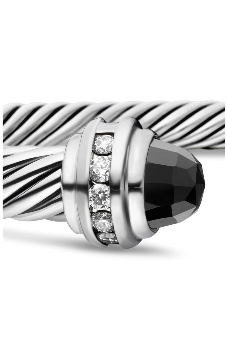 Classic Cable Bracelet in Sterling Silver with Semiprecious Stones & Diamonds, 5mm, Alternate, color, BLACK ONYX
