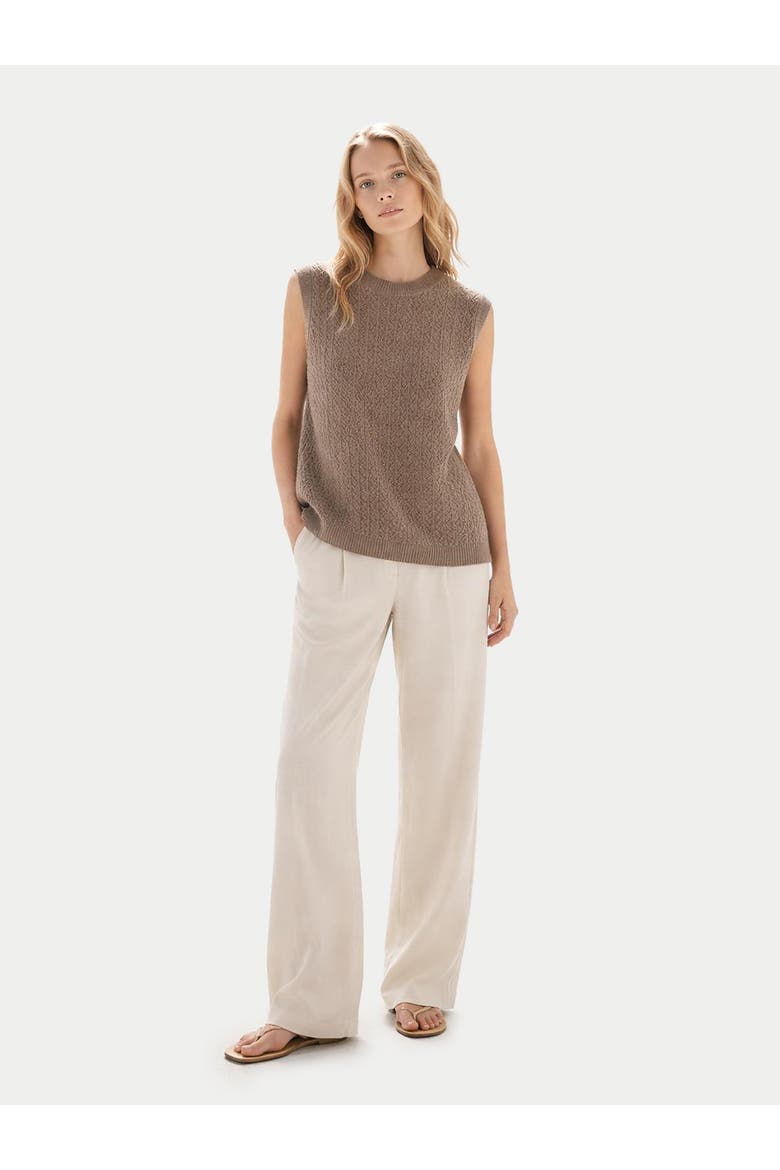 Ajour Knit Crewneck Cashmere Vest, Alternate, color, taupe