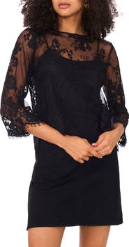 Vince Camuto Scallop Hem Cotton Blend Lace Top