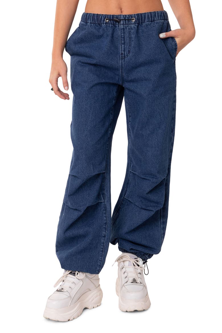 Lorelai Oversized Cargo Jeans, Main, color, BLUE