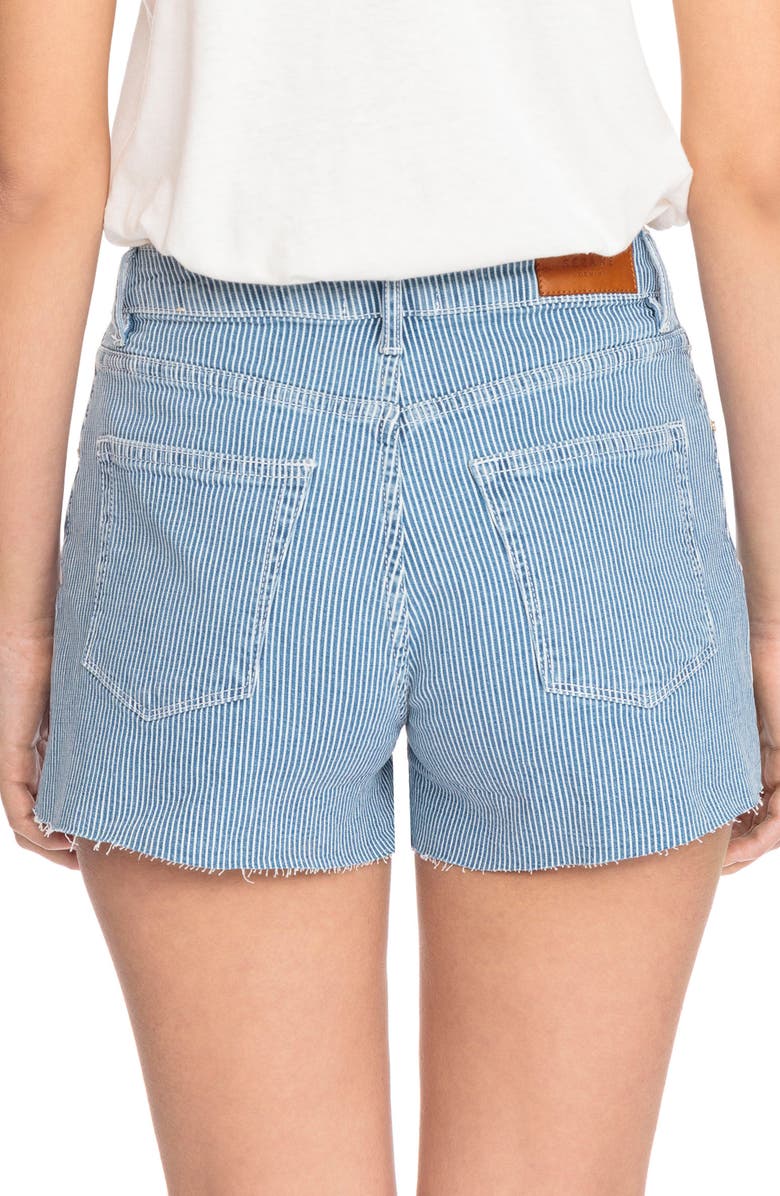 Sézane 1968 Stripe Cutoff Denim Shorts, Alternate, color, 