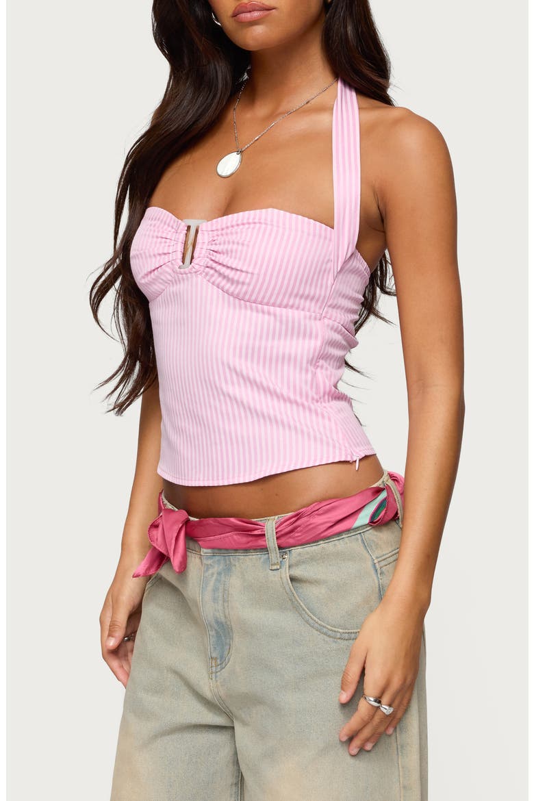 Caitie Stripe Halter Top, Alternate, color, PINK