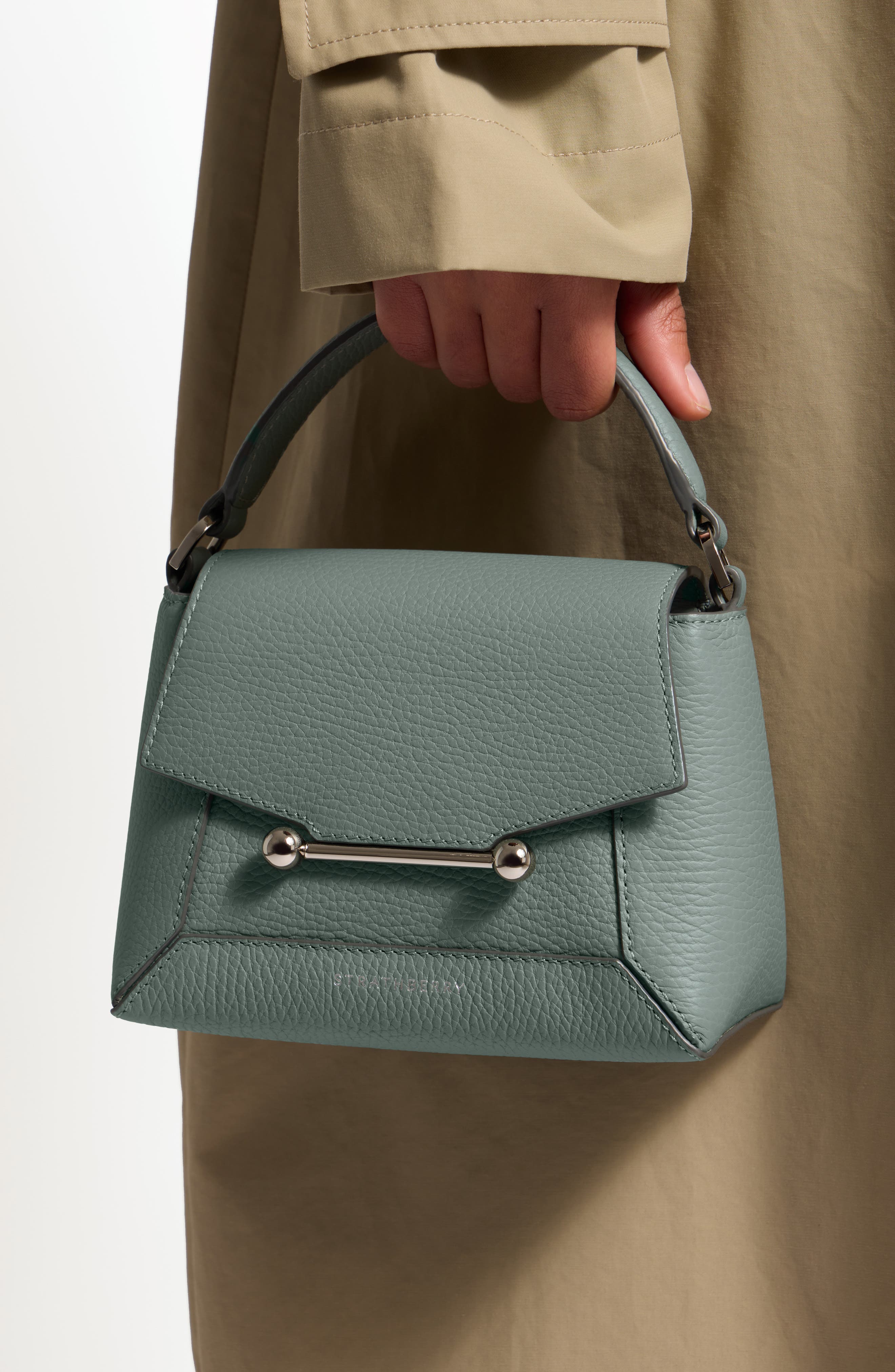 Strathberry Nano Mosaic Grained Leather Top Handle Bag, Alternate, color, 