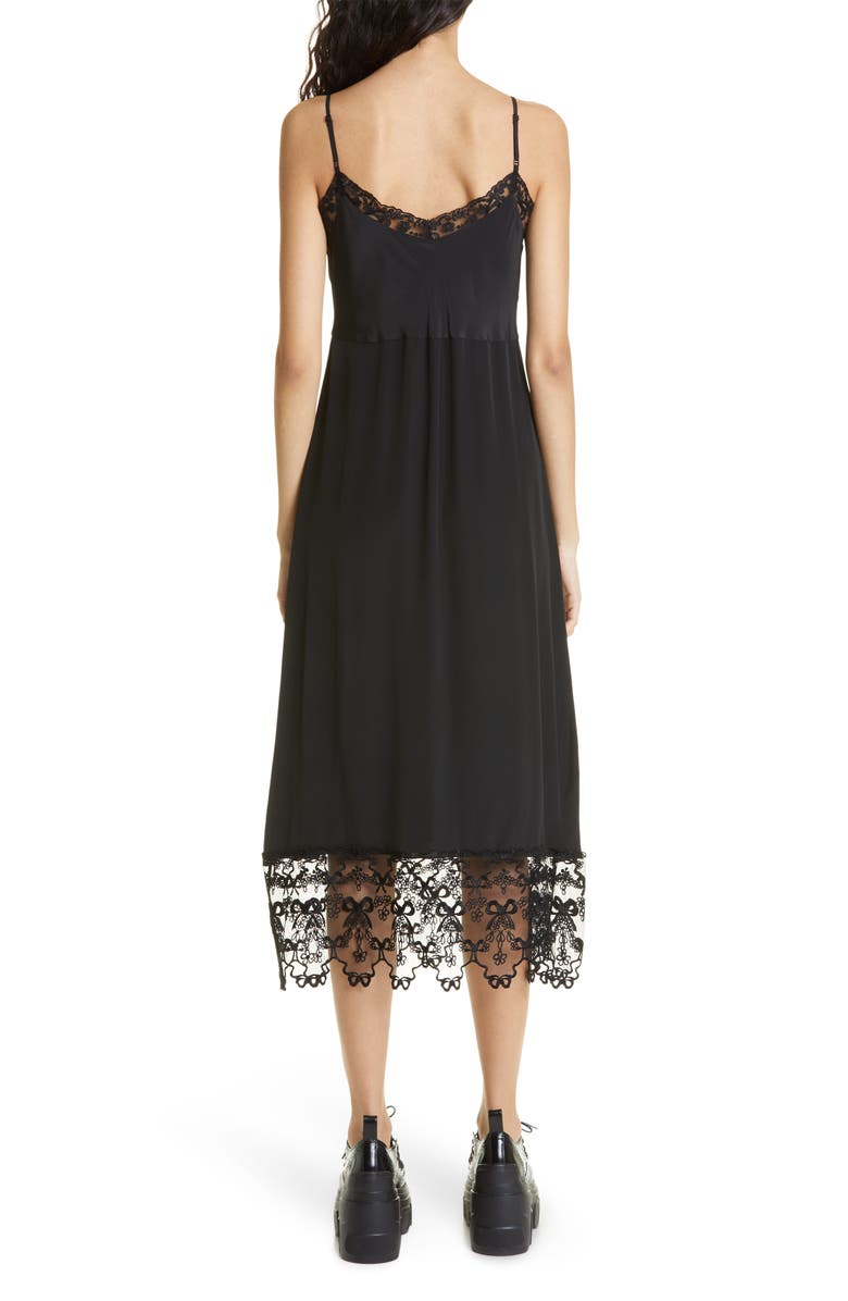 Simone Rocha Lace Trim Slipdress, Alternate, color, Black