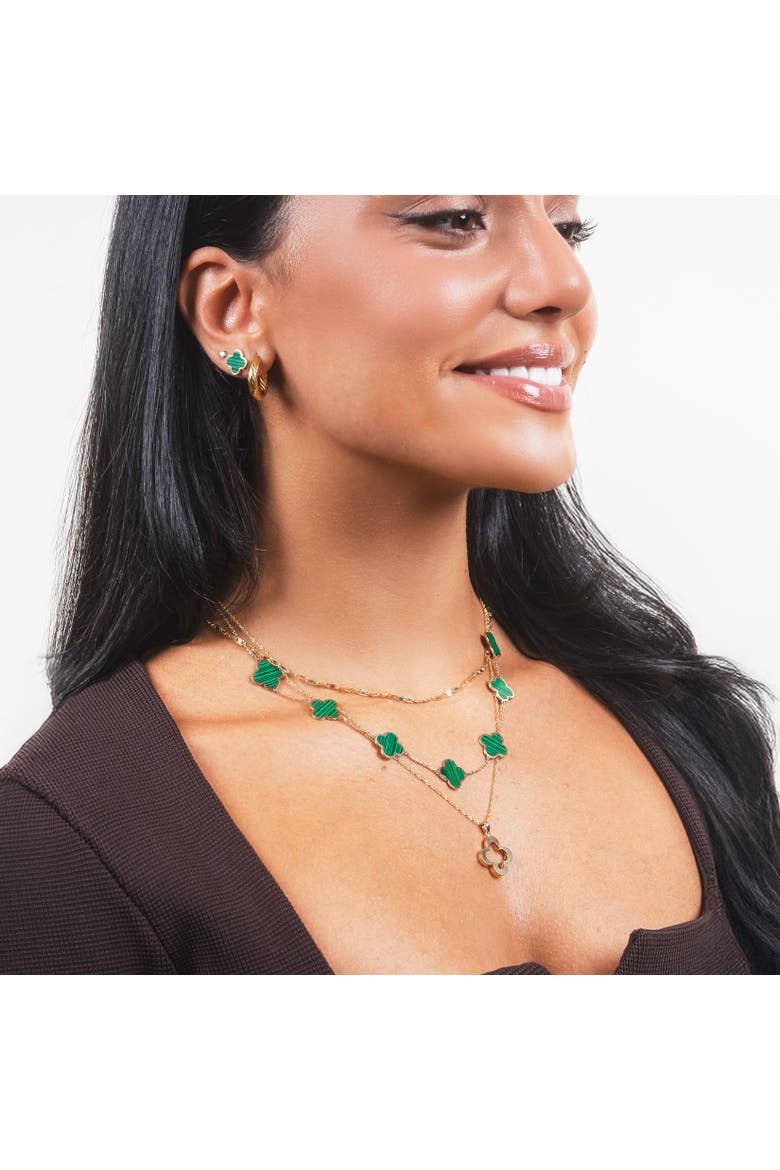 Large Malachite Clover Necklace, Alternate, color, Malachite