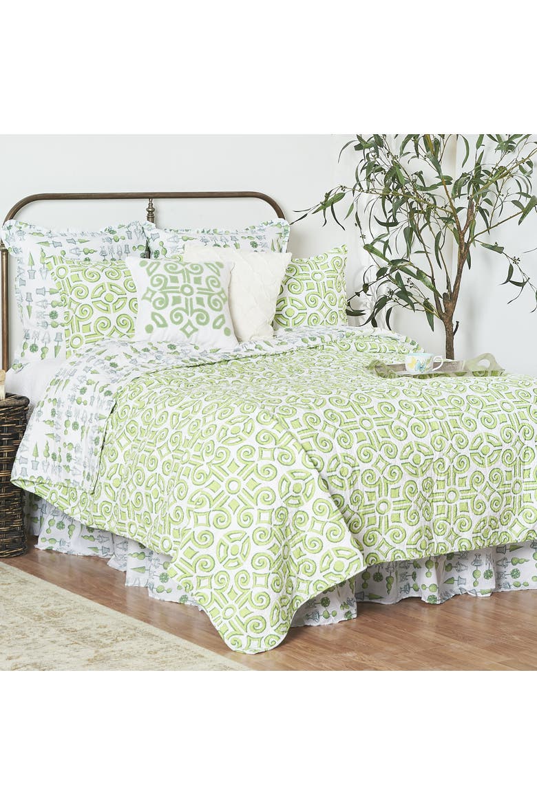 20" x 26" Boxwood Abbey Green Garden Cotton Standard Sham - Machine Washable, Alternate, color, Green