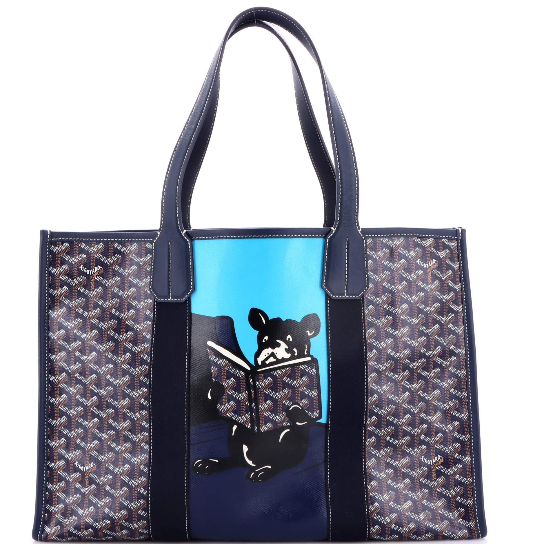 Pre-Owned Goyard Villette Tote Printed Coated Canvas MM, Main, color, Blue