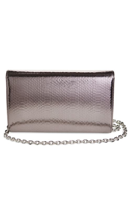 Judith Leiber Serpent Fizzoni Snake Embossed Faux Leather Clutch In Silver Gunmetal