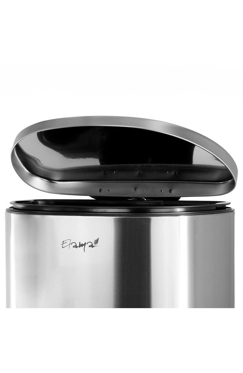 Elama 50 Liter 13 Gallon Half Circle Stainless Steel Step Trash Bin with Slow Close Mechanism, Alternate, color, Silver