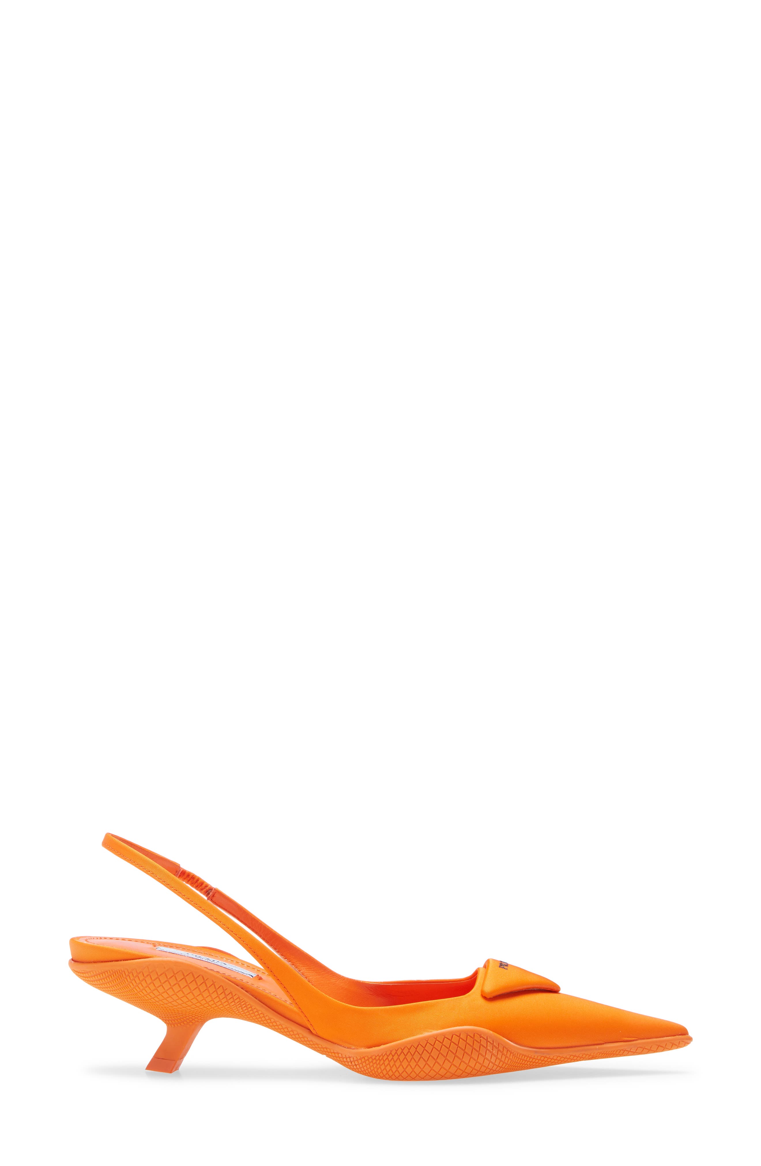 Prada Triangle Logo Pointed Toe Slingback Pump, Alternate, color, 