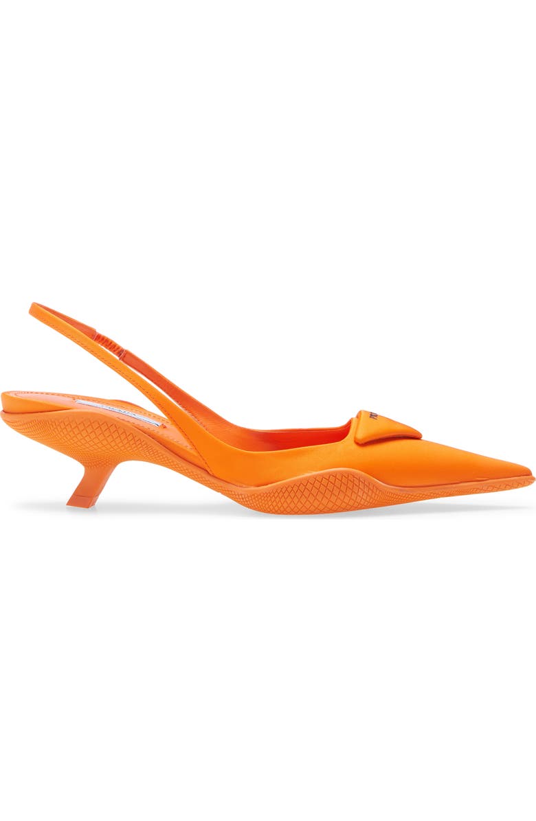 Prada Triangle Logo Pointed Toe Slingback Pump, Alternate, color,