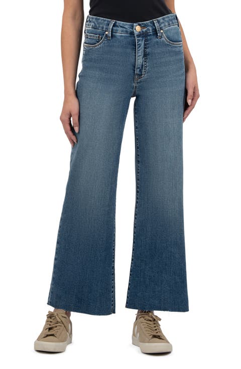 Meg Fab Ab Raw Hem High Waist Ankle Wide Leg Jeans (Family)