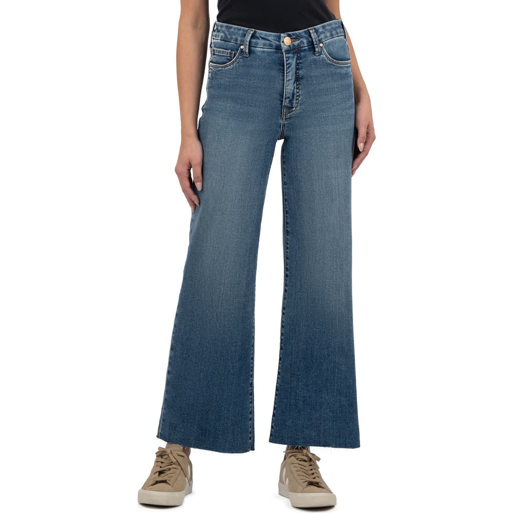 Kut From The Kloth Meg Fab Ab Raw Hem High Waist Ankle Wide Leg Jeans In Family