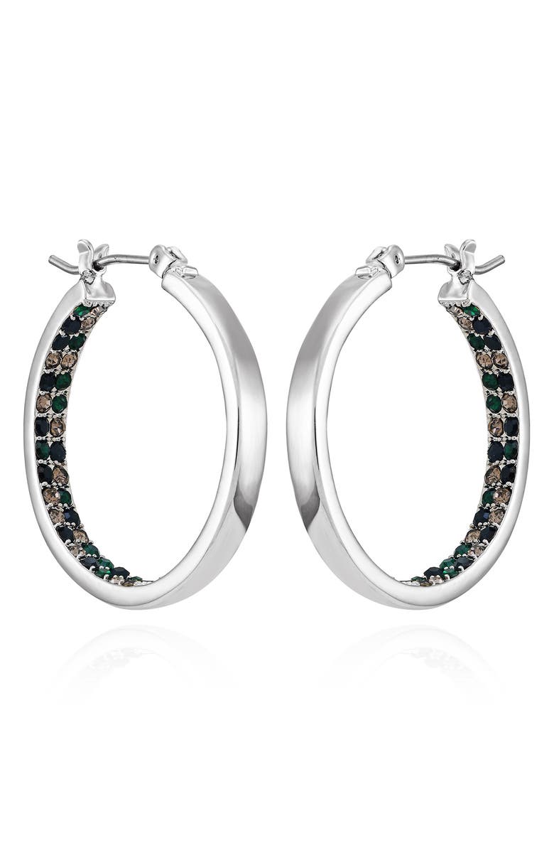 Vince Camuto Inside Out Crystal Pavé Hoop Earrings, Main, color, Silver Tone