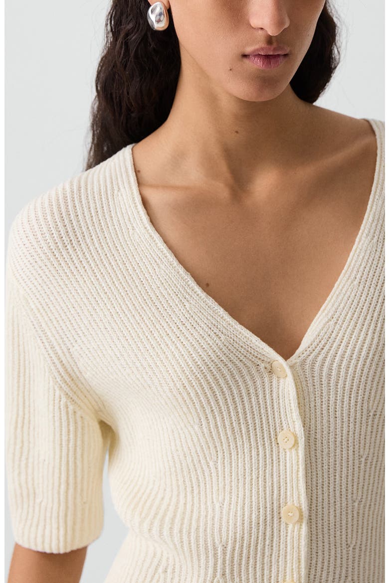 Shaped Cotton Cardigan, Alternate, color, IVORY - C05