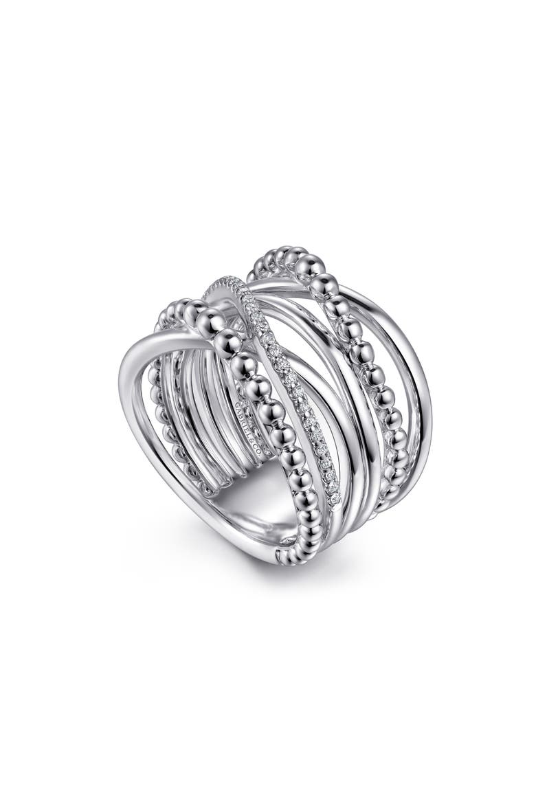 Sterling Silver White Sapphire Crisscross Ring, Alternate, color, STERLING SILVER