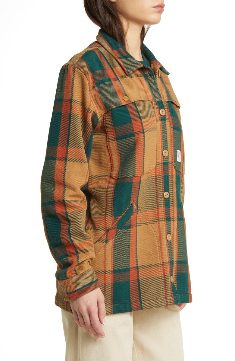 Topo Designs Mountain Oversize Plaid Organic Cotton Shirt Jacket, Alternate, color, Khaki Multi Plaid
