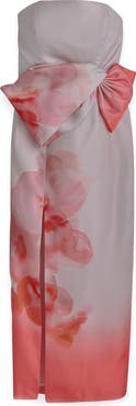 Donna Karan New York Placed Floral Strapless Column Gown