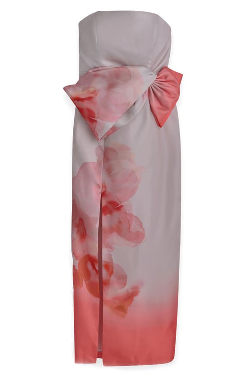 Donna Karan Placed Floral Strapless Column Gown In Spring Mel