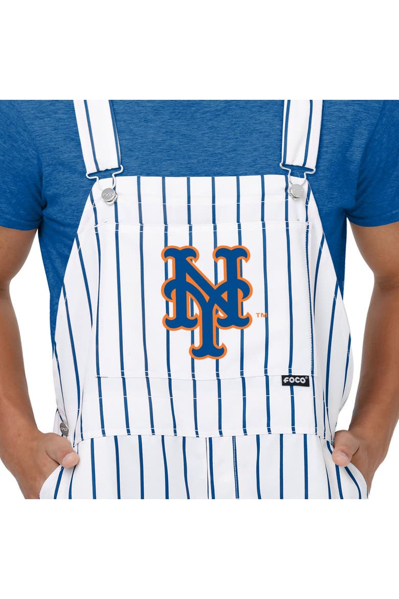 Men's FOCO  White New York Mets Pinstripe Bib Overalls, Alternate, color, White