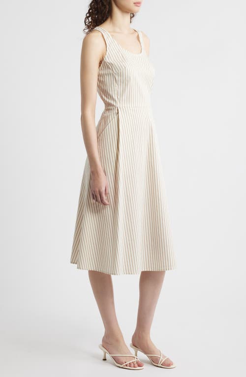 Wyeth Striped Sleeveless Sundress With Pockets In Cream/copper