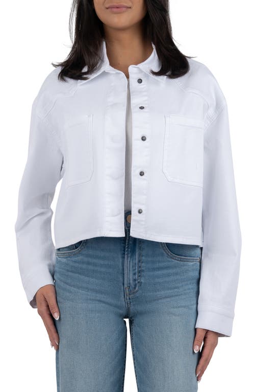Shop Kut From The Kloth Billie Crop Denim Jacket In Optic White