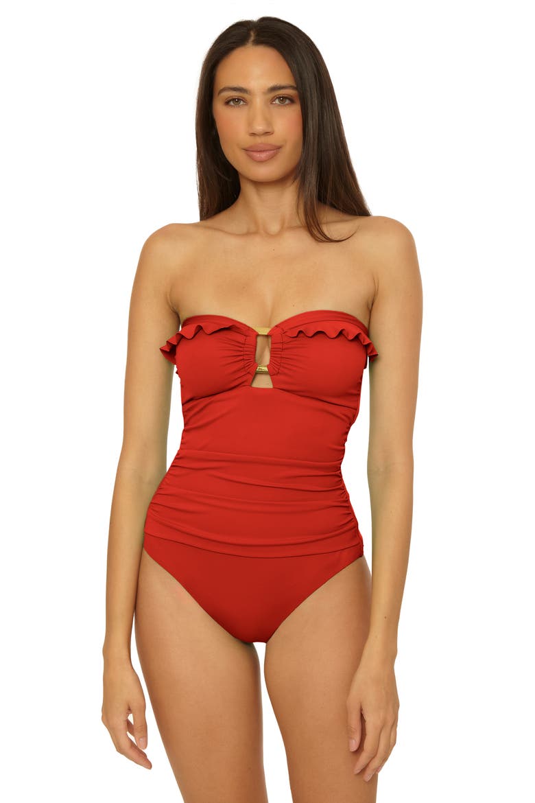 Sun Goddess One-Piece Swimsuit, Alternate, color, RED