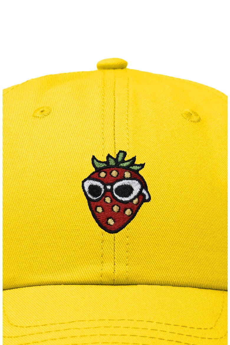 Strawberry Embroidered Casual Cap, Alternate, color, Gold