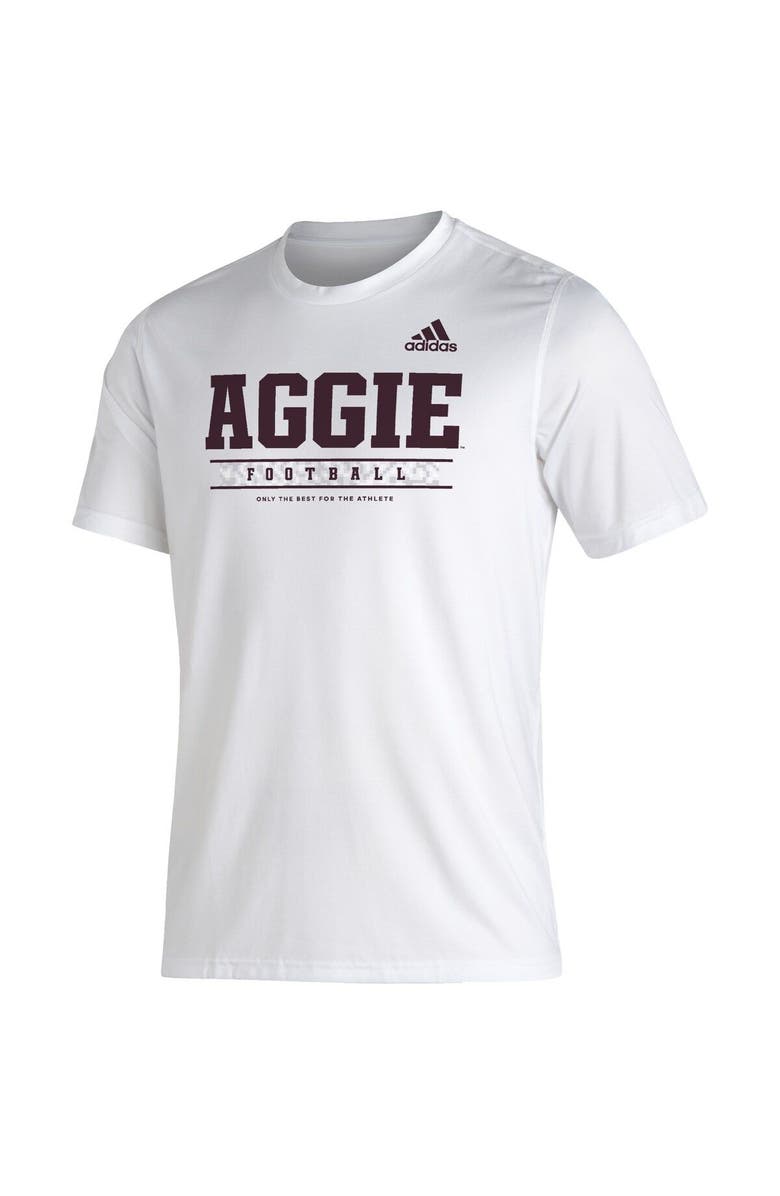 adidas Men's adidas White Texas A&M Aggies Sideline Football Locker Practice Creator AEROREADY T-Shirt, Alternate, color, 