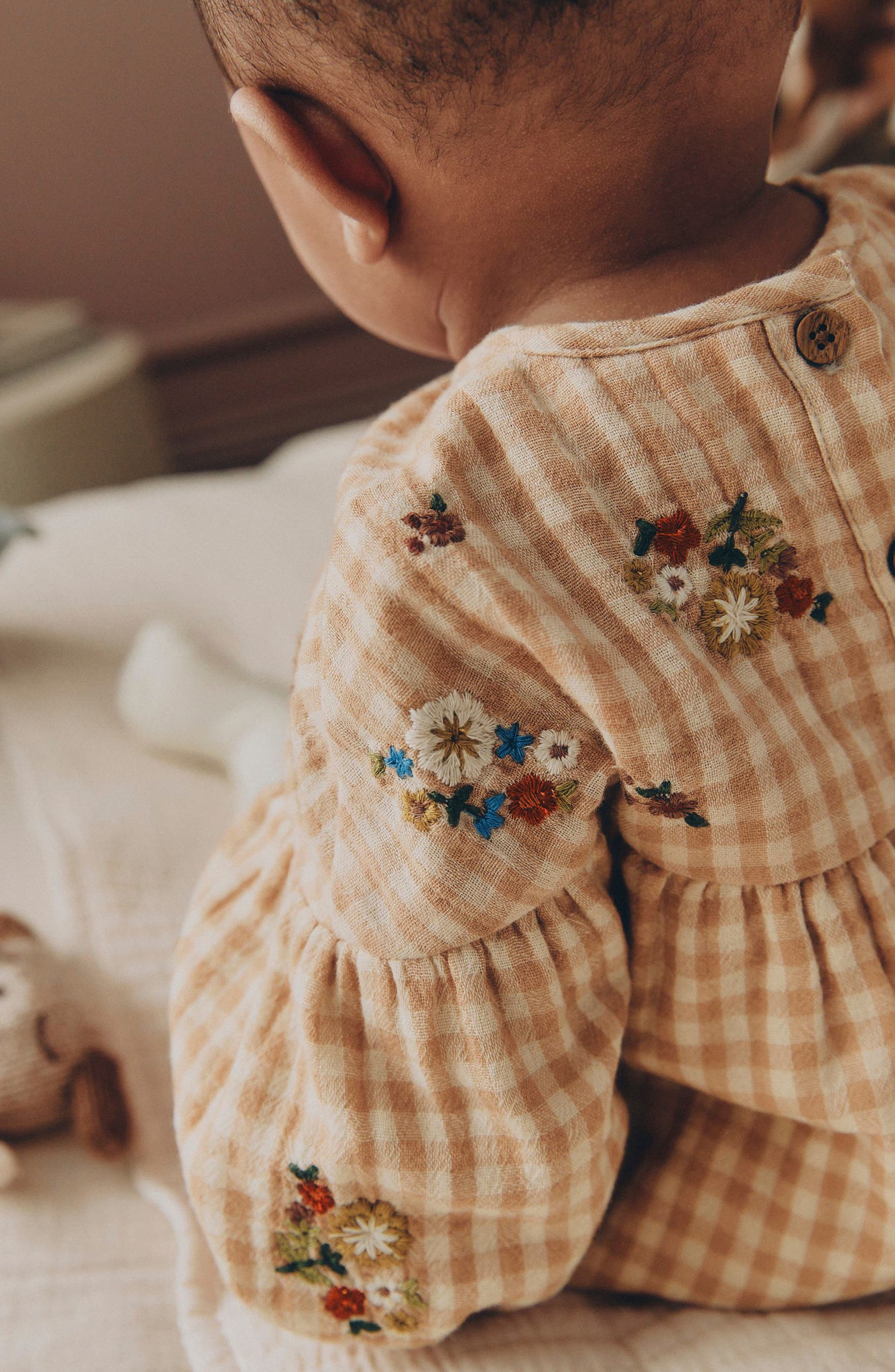 NEXT Kids' Gingham Embroidered Bubble Romper | Nordstrom