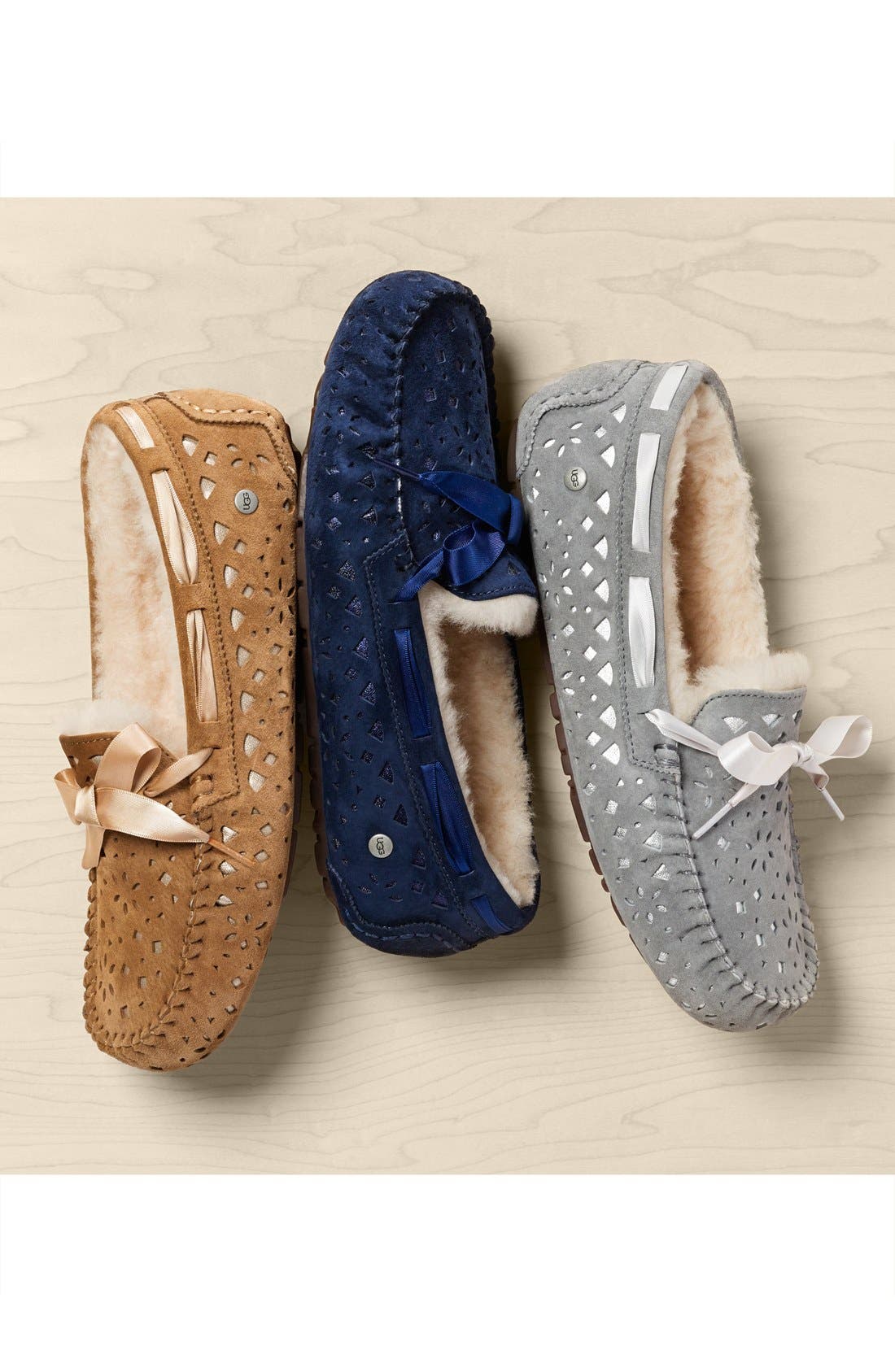 'Dakota Flora' Perforated Suede Slipper, Alternate, color, LIGHT GREY SUEDE