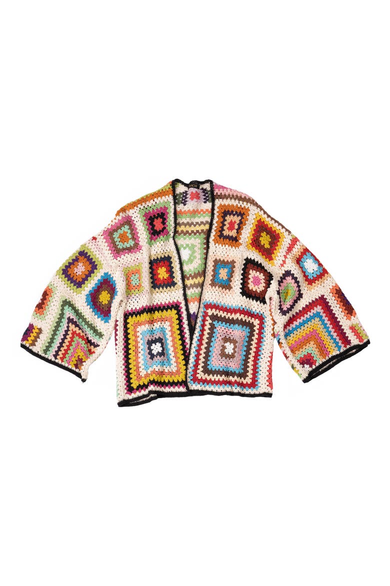 Granny Crochet Jacket, Alternate, color, WHITE MULTI