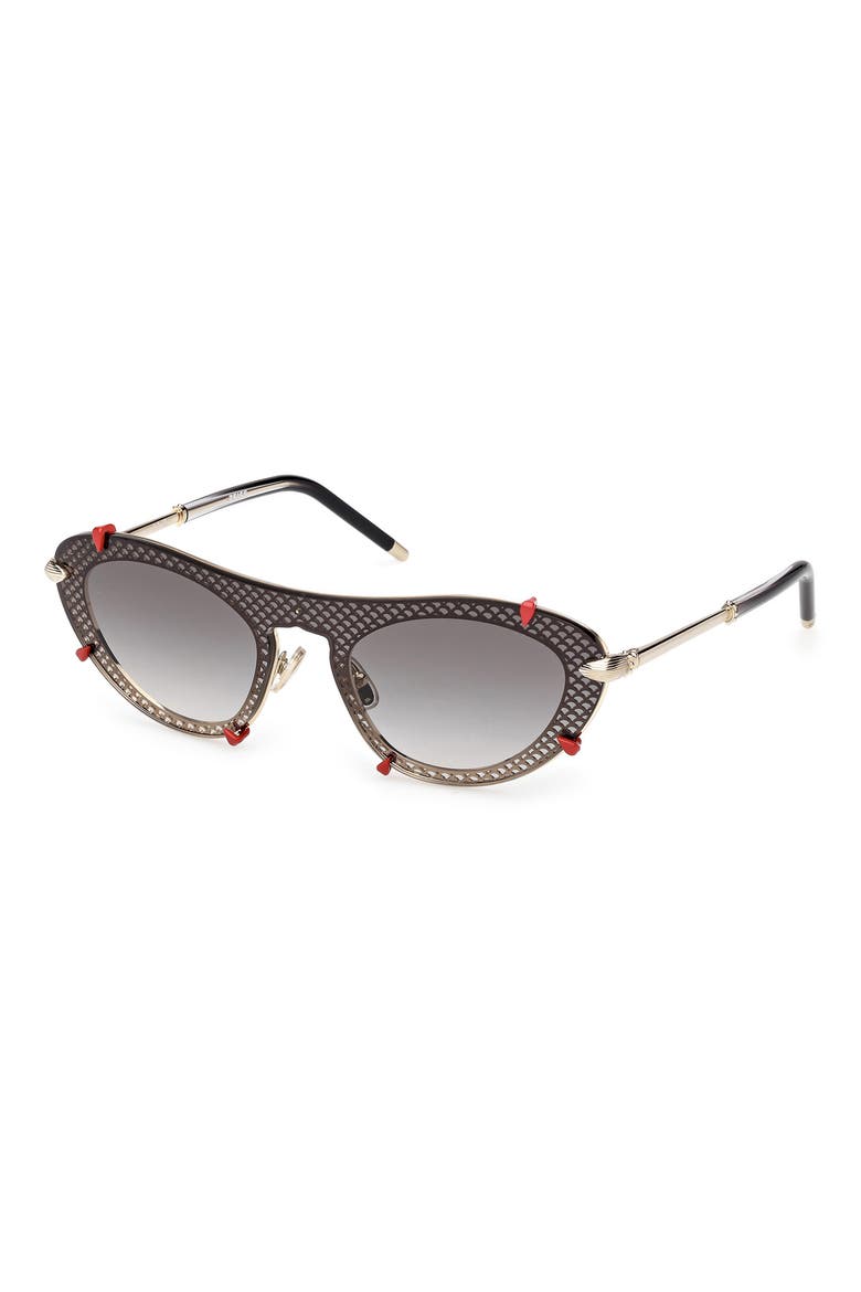 Oval Sunglasses, Alternate, color, SHINY PALE GOLD / ZEISS SMOKE GRADIENT LENS