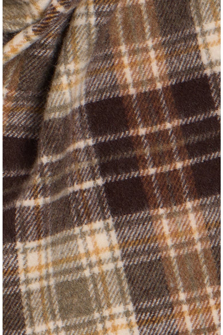 Canada Check Recycled Cashmere Blend Fringe Scarf, Alternate, color, DARK BROWN/ KHAKI GREEN