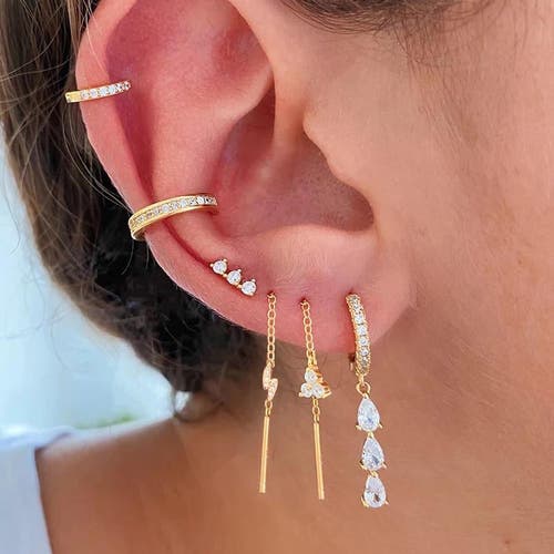 Gemma Azzurro Tear Drops Dangling Huggie Earrings In Gold