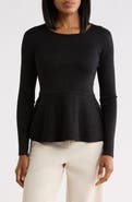 THE CASHMERE PROJECT Metallic Peplum Cashmere Blend Sweater