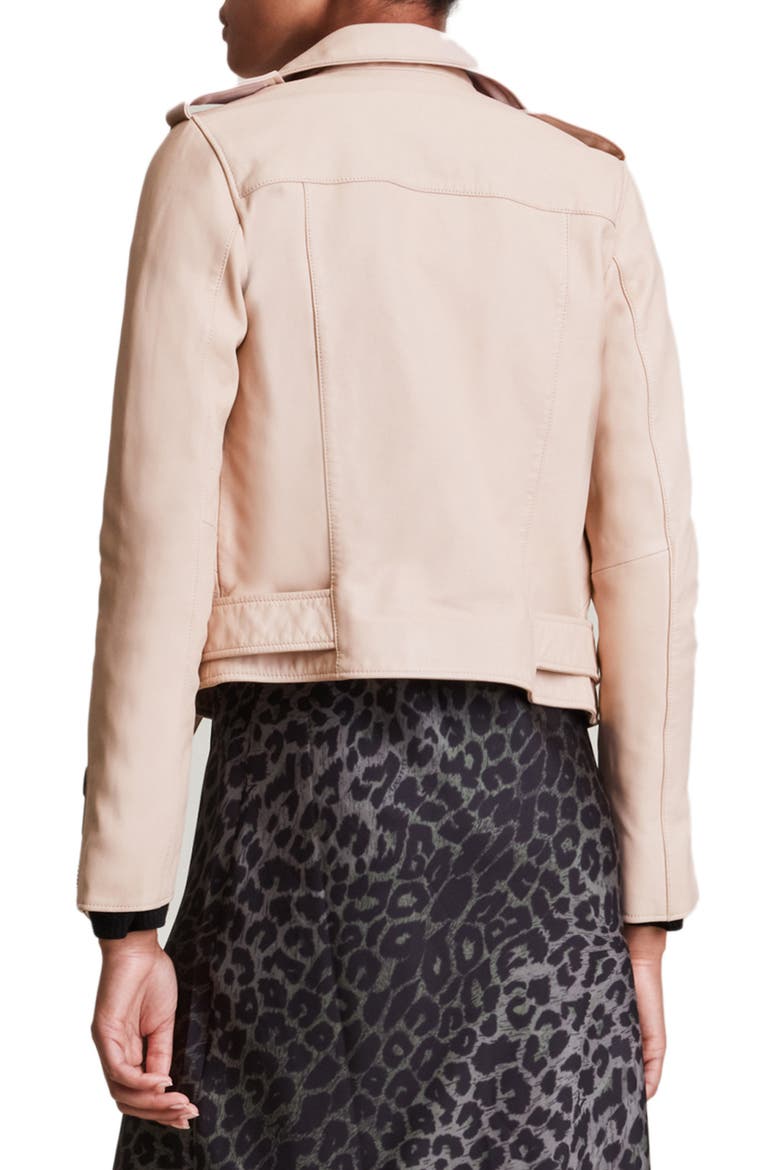 Balfern Leather Biker Jacket, Alternate, color, LIGHT PINK