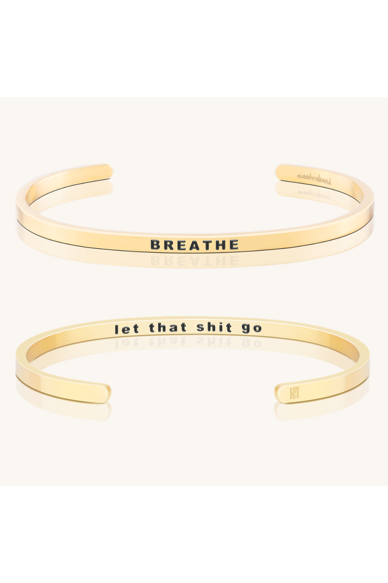 Breathe, let that shit go Bracelet, Main, color, Yellow Gold