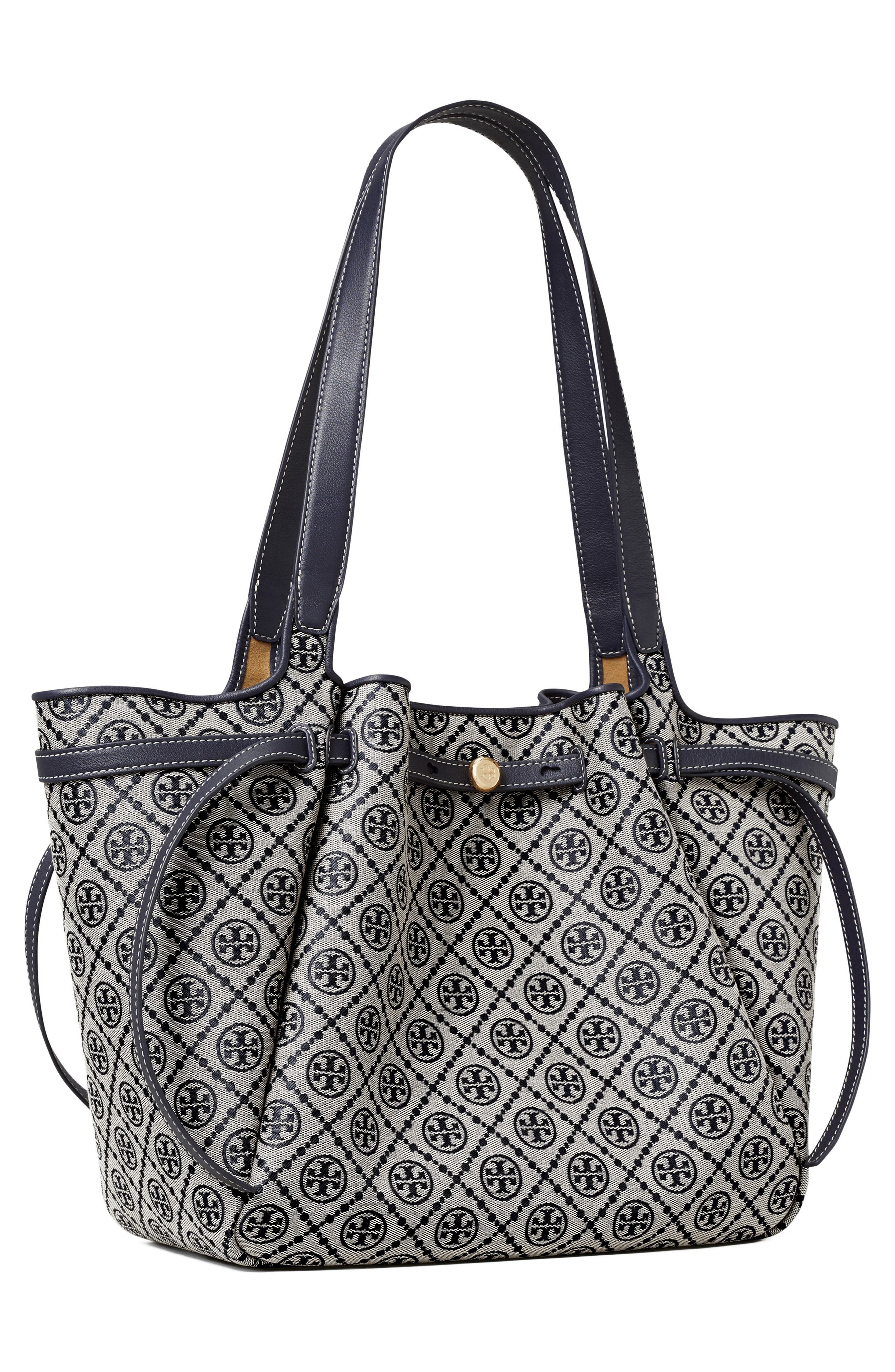 Romy T Monogram Tote, Alternate, color, TORY NAVY