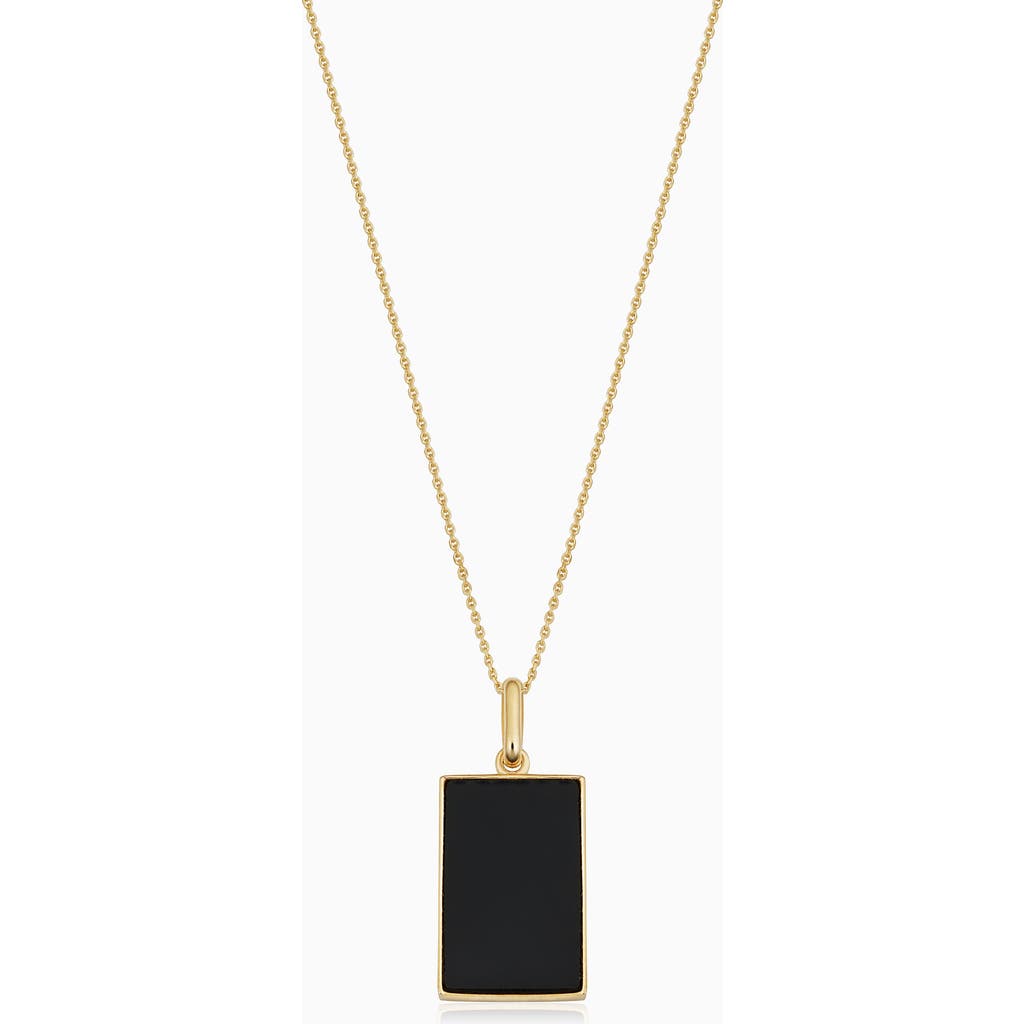 Oradina 14K Gold Tag Me Pendant Necklace in Gold - Black Onyx at Nordstrom, Size 18
