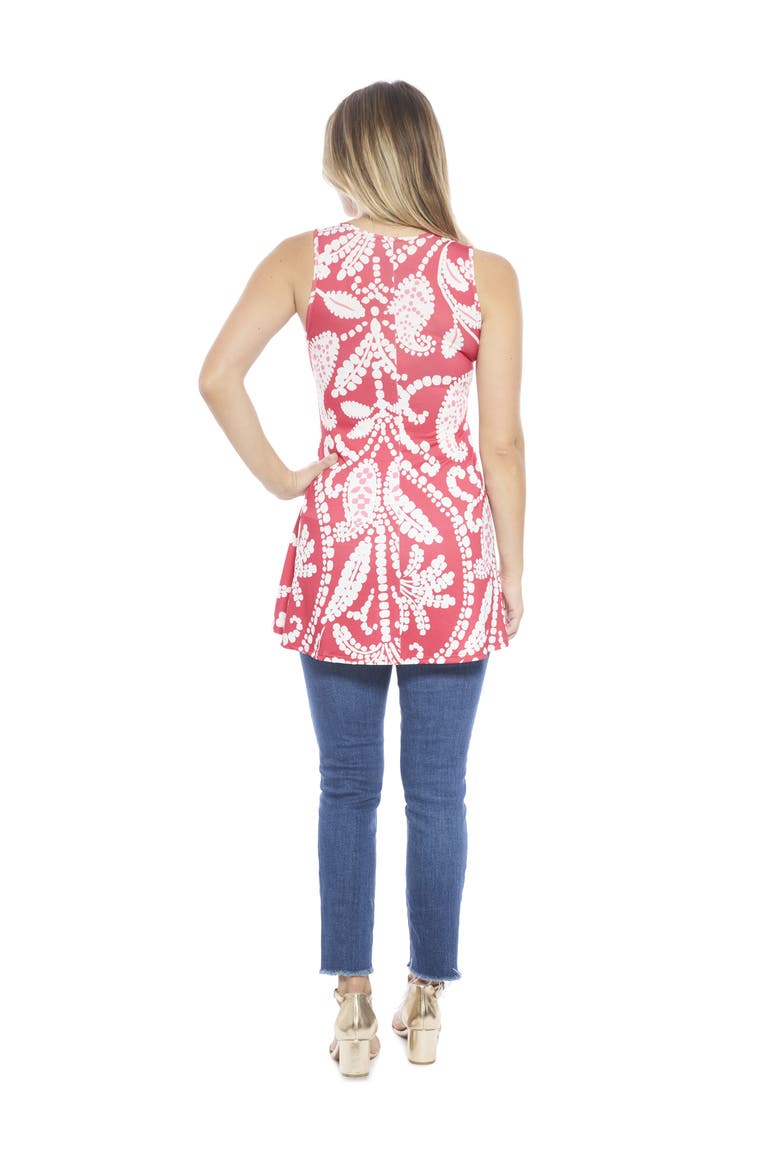 Womens Paisley Scoop Neck Tunic Tank Top, Alternate, color, Red Multi